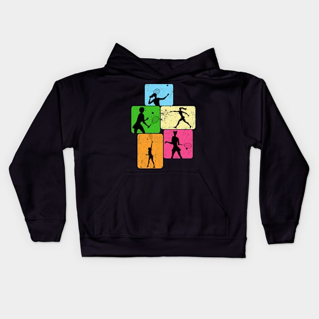 Vintage Tennis Ball Tennis Girl Player Kids Hoodie by Quotes NK Tees